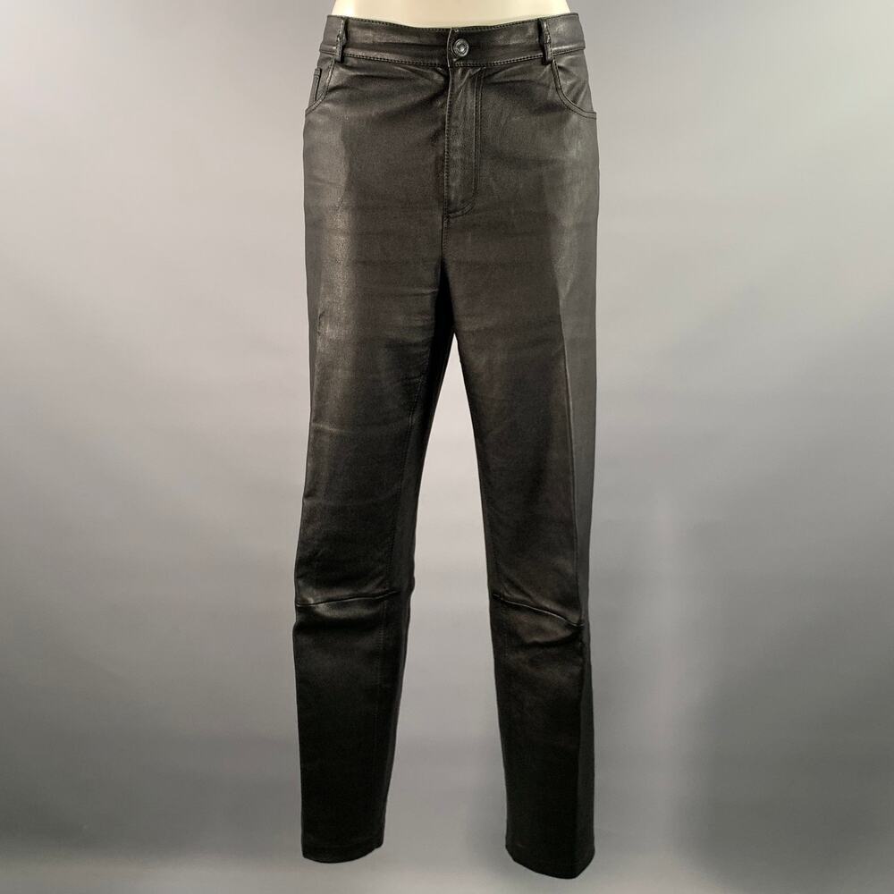 LAFAYETTE 148 Size 10 Black Leather Lambskin Pants